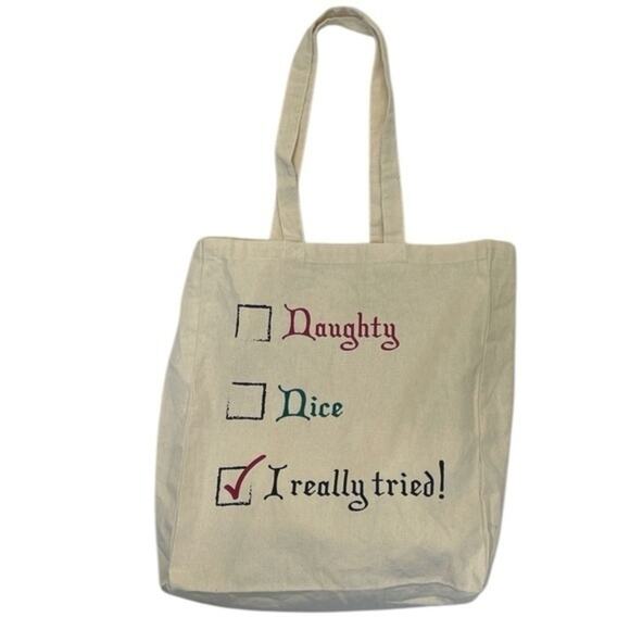 Naughty Nice I Really Tried Tote Bag - Picture 1 of 7